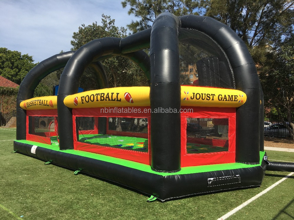 Funning inflatable bungee jumping run trampoline sport arena,game inflatable giant basketball target for sale