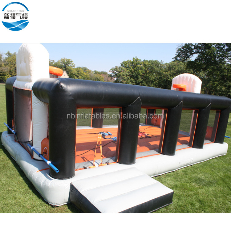 Funning inflatable bungee jumping run trampoline sport arena,game inflatable giant basketball target for sale