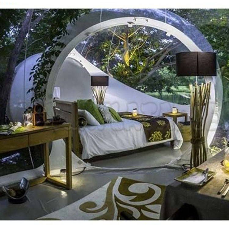 Outdoor Hotel Inflatable Glamping Geodesic House Clear Camping Bubble Big Dome Tent