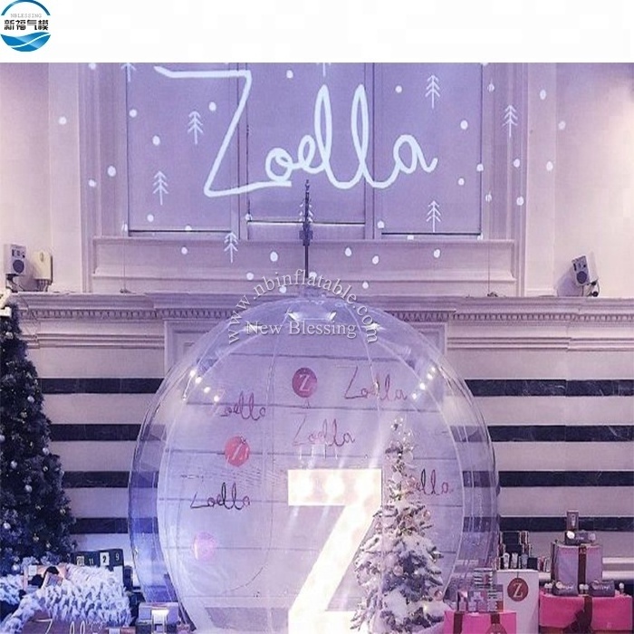 Factory high-quality customized Christmas decoration giant inflatable snow globe, customize background printing globe