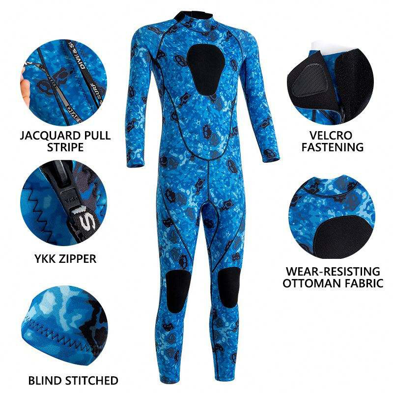 Custom Logo 3mm Neoprene Winter Thermal Full Body Wetsuit 4XL Plus Size for Surfing Spearfishing Camo Non-Brand Diving Suit