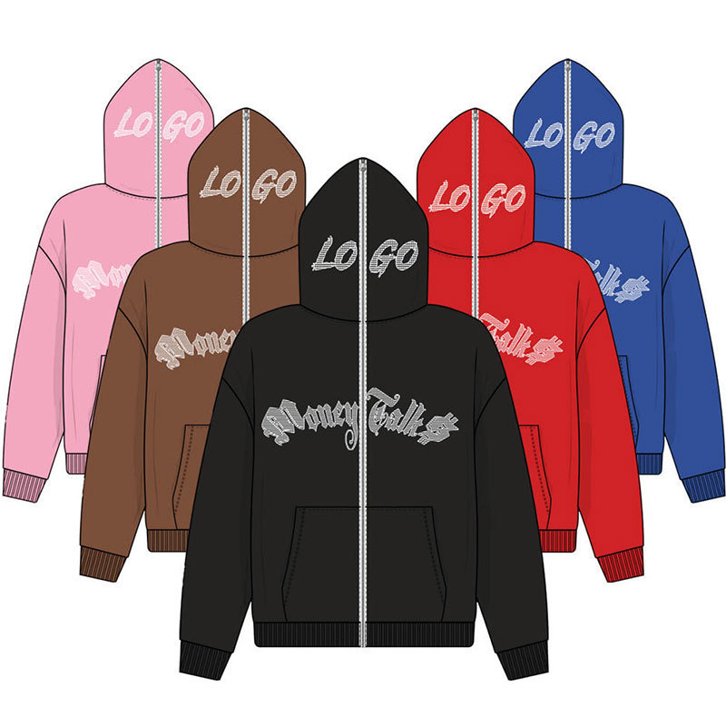 OEM Over Face Full Zip Up Custom Logo Pullover Blank Hoodie