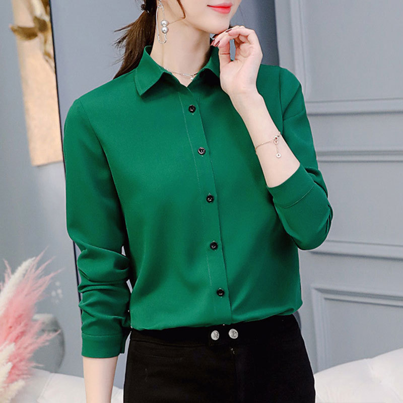 Elegant Blouse Women's Chiffon Office Career Shirts Tops Fashion Casual Long Sleeve Red Blouses