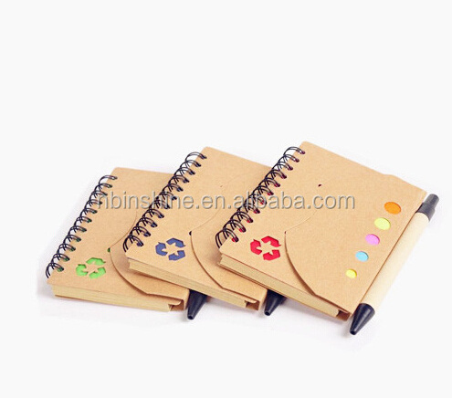 Small eco recycled mini notebook , Pocket notepad with pen , Diary kraft notebook