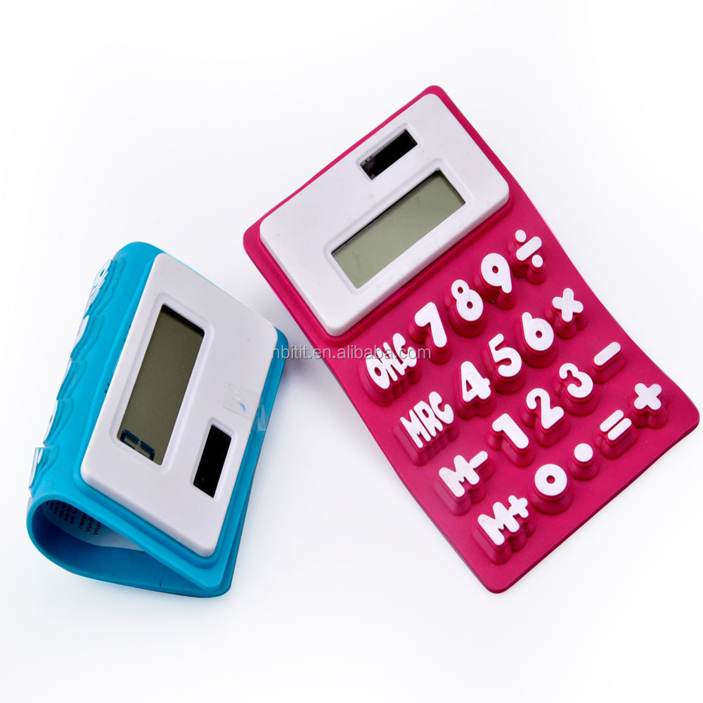 New Design Big Button Solar Flexible Silicone Calculator With 8 Digits Display