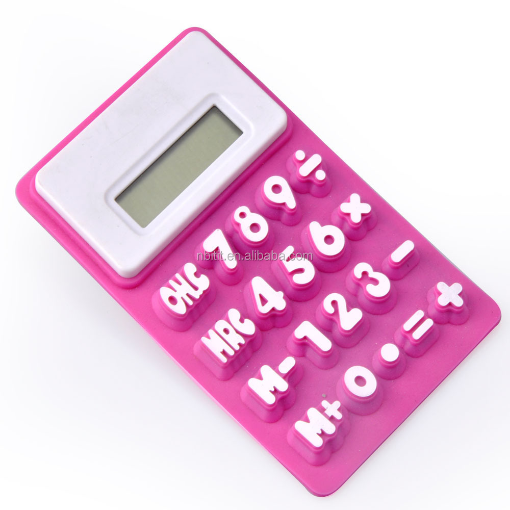 New Design Big Button Solar Flexible Silicone Calculator With 8 Digits Display