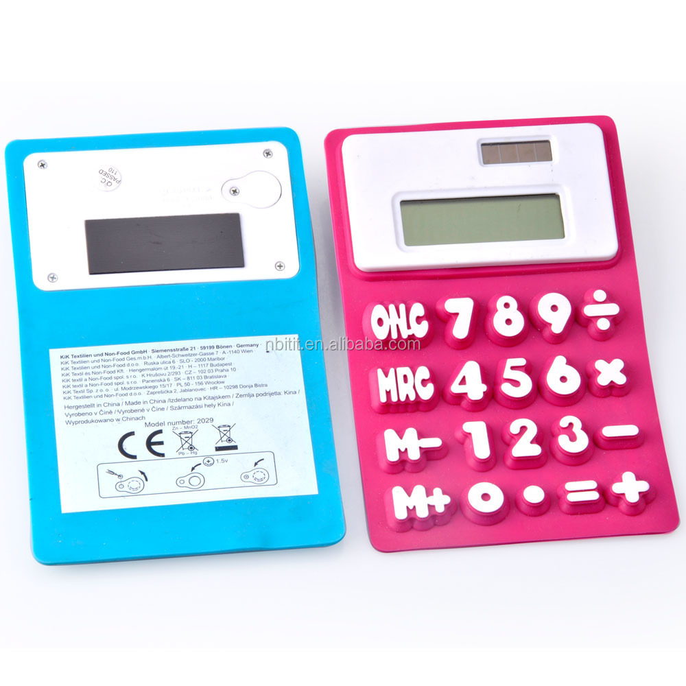 New Design Big Button Solar Flexible Silicone Calculator With 8 Digits Display