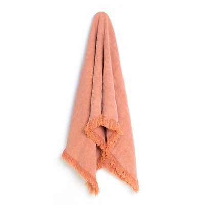 Wholesale High Quality Pure French Flax Linen Blanket Farmhouse linen throw blankets 550GSM with salmon color