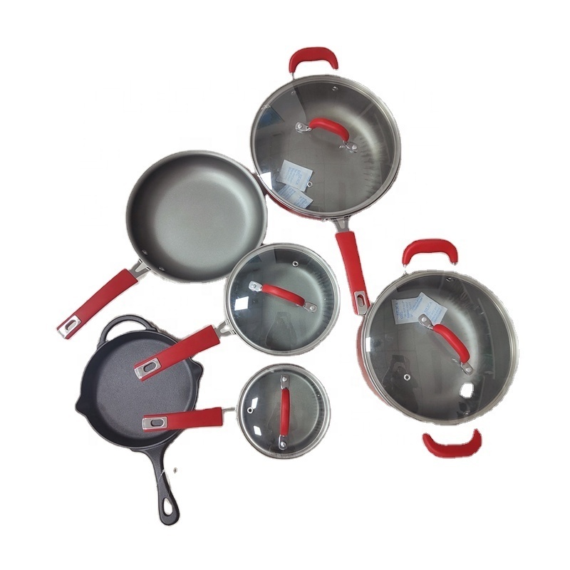 10pcs Pan Set Non Stick Cookware Aluminum Sauce pan Frying Pan Milk Pot Casserole Non Stick Lacquer Enamel Painting