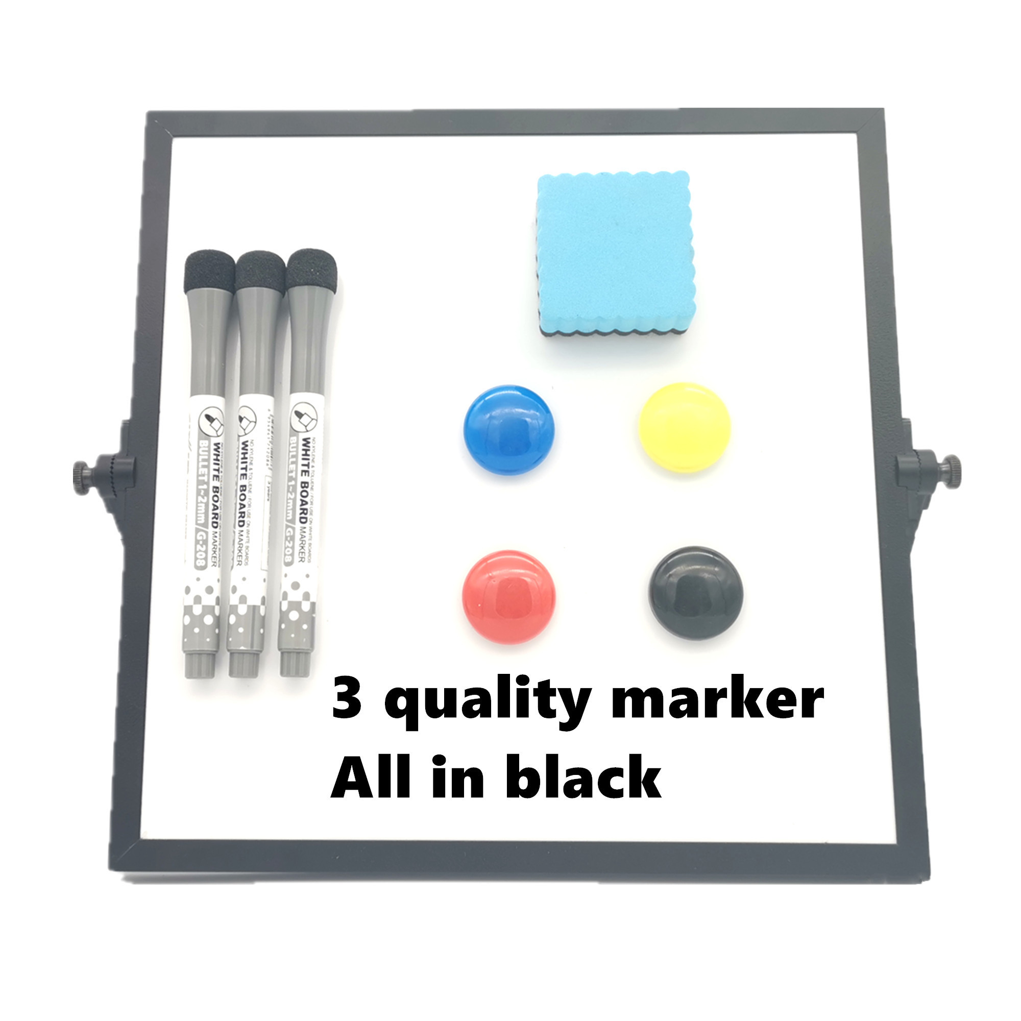 10 inch Portable black frame white board dry erase Easel with stand 360 degree reversible