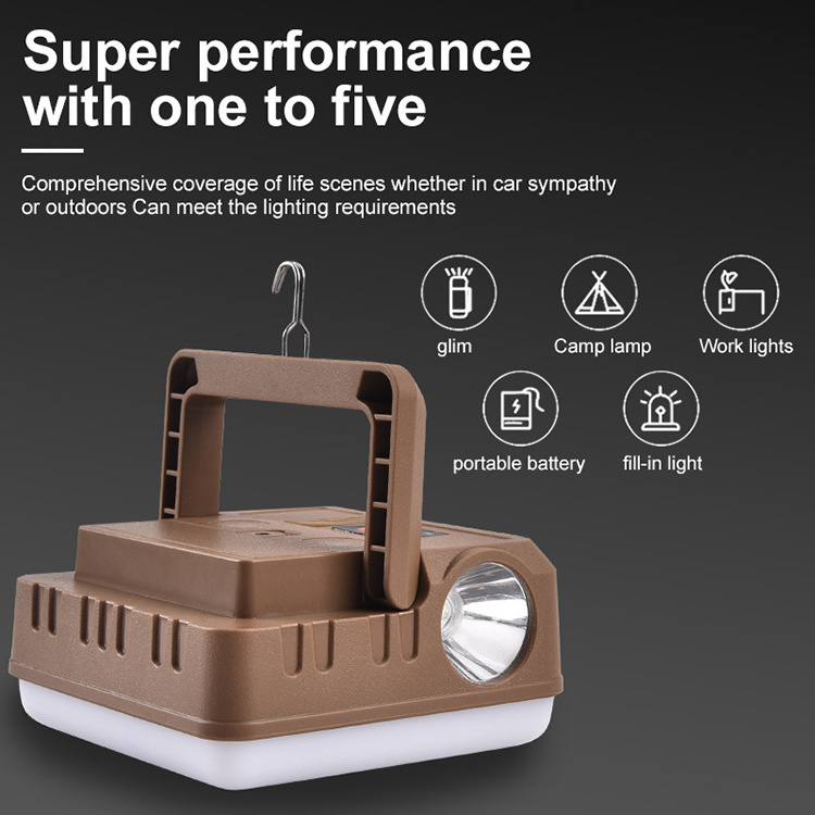 Outdoor Multi-function Square Camping Light Portable Tent Light Charging LED Emergency Camping Light With Power Bank