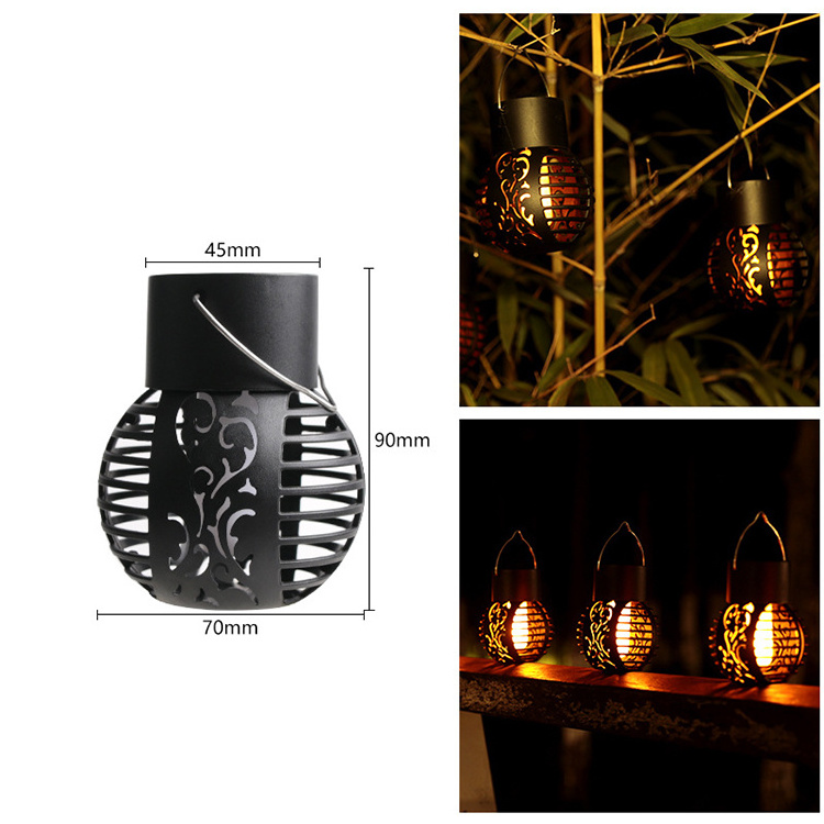 Simulation Flickering Flame Light Lantern Hanging Decorative Garden Outdoor Lights LED Solar Flame Lantern For Yard