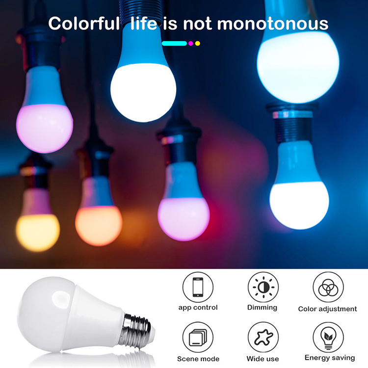 2pcs Dimmable RGBWW Color Changing App Control Smart Light Bulbs WiFi RGB Light Bluetooth LED Bulb For Bedroom Living Room