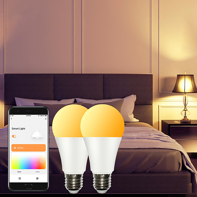 2pcs Dimmable RGBWW Color Changing App Control Smart Light Bulbs WiFi RGB Light Bluetooth LED Bulb For Bedroom Living Room