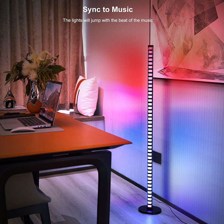 1.2M RGBIC Rhythm Music Sync Smart Corner Floor Lamp Tuya Remote Controlled Light For Party Decoration