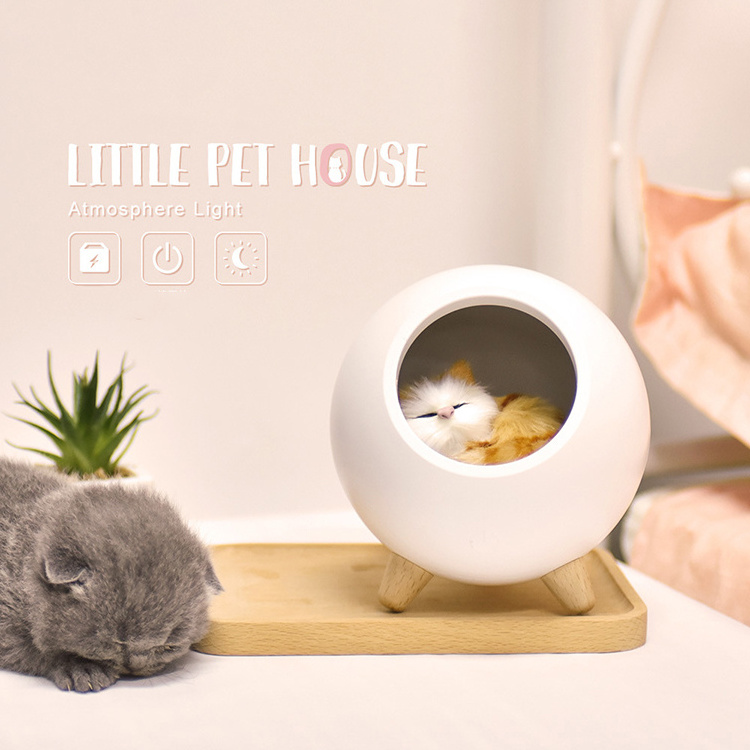 USB Charging Dimming Night Light Little Cat Creative Gift Cute Pet House Kids LED Night Lights