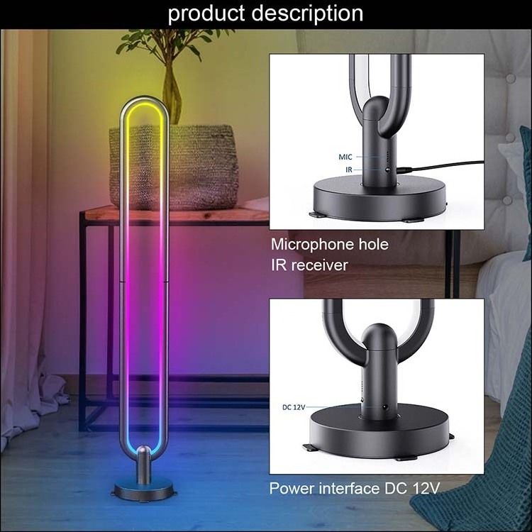 Modern Ambient Light Tuya Bluetooth U-shaped LED Standing Lights Designer Corner Floor Lamp For Bedroom Living Room