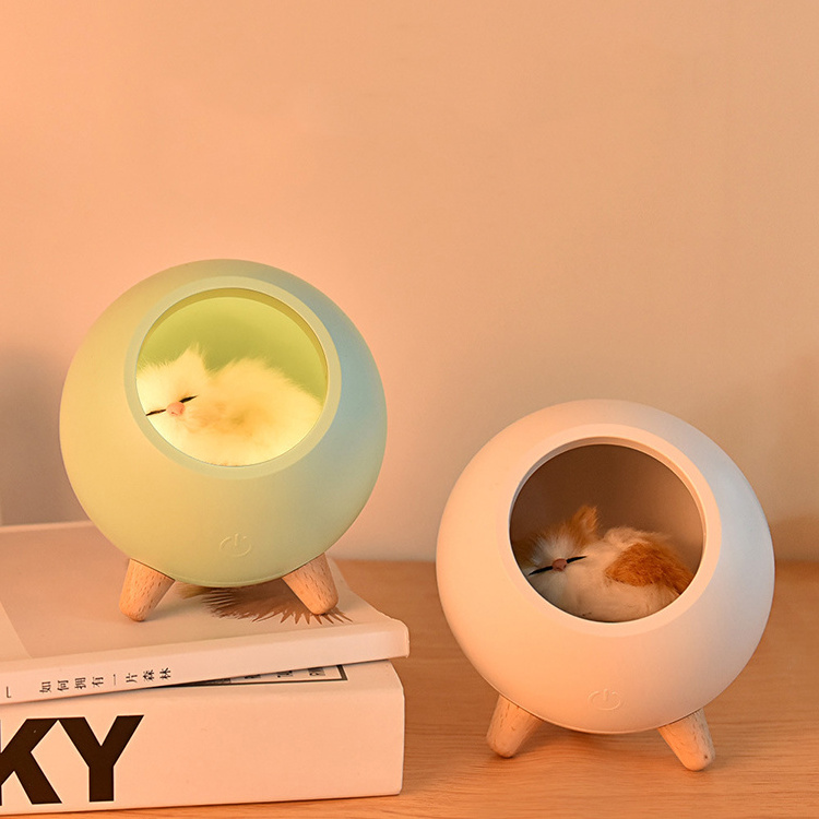 USB Charging Dimming Night Light Little Cat Creative Gift Cute Pet House Kids LED Night Lights