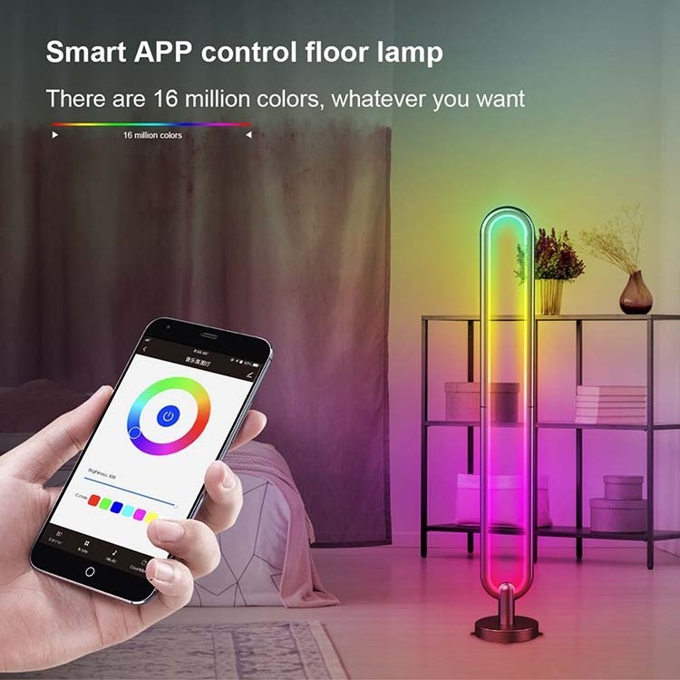 Modern Ambient Light Tuya Bluetooth U-shaped LED Standing Lights Designer Corner Floor Lamp For Bedroom Living Room