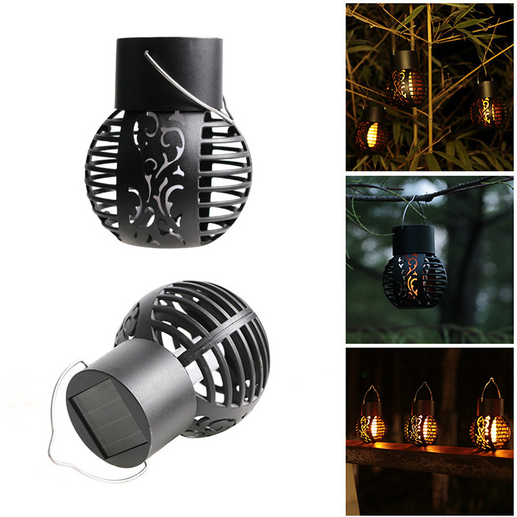 Simulation Flickering Flame Light Lantern Hanging Decorative Garden Outdoor Lights LED Solar Flame Lantern For Yard