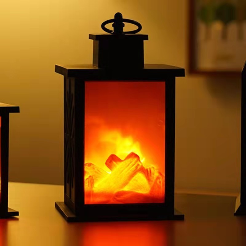 Decorative LED Simulation Fireplace Flame Lantern Lamp Battery Powered Electric Fireplace Lanterns