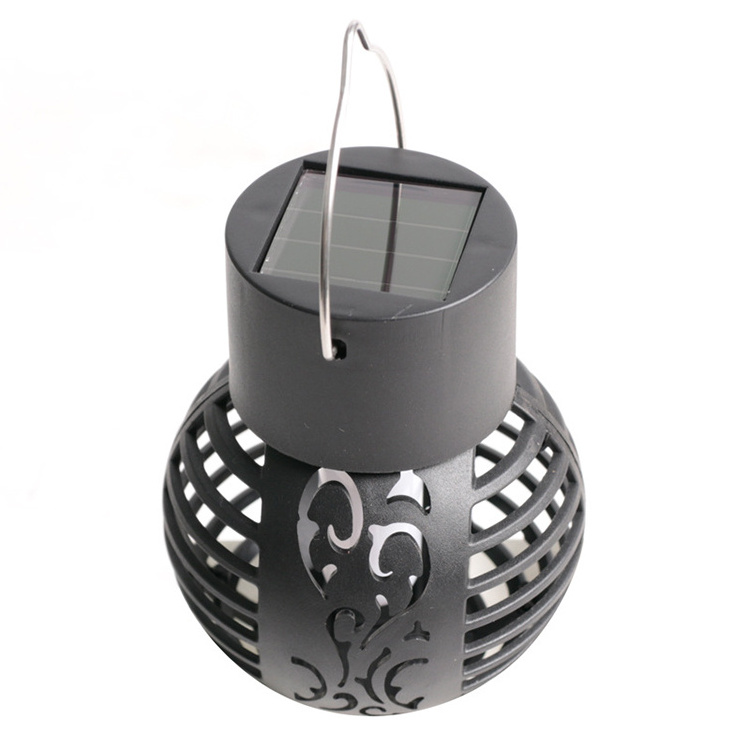 Simulation Flickering Flame Light Lantern Hanging Decorative Garden Outdoor Lights LED Solar Flame Lantern For Yard