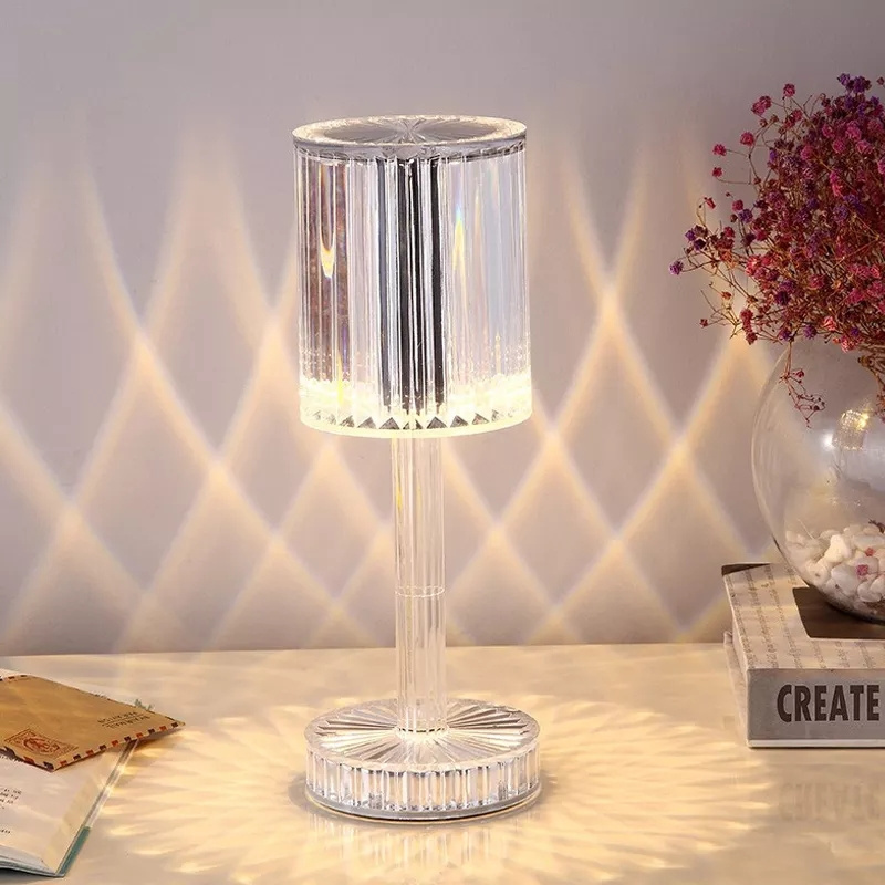 Touch Control LED Crystal Table Lamp 3D Creative Visual Rose LED Diamond Night Light For Bedroom Decoration