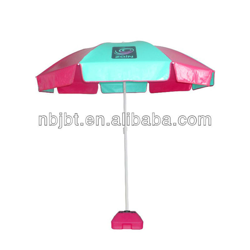 Hot Sale Striped Cheap Custom Logo Print Promotional Outdoor Parasol Beach Umbrella