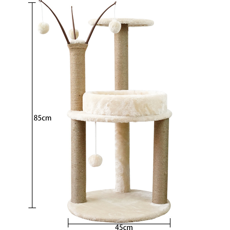 Cat Tree Condo with Sisal Scratching Posts Perches Houses Hammock and Baskets Multi-level Wooden Carton Wood Cat Wooden Tower