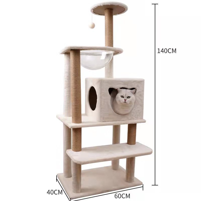 Cat Tree Condo with Sisal Scratching Posts Perches Houses Hammock and Baskets Multi-level Wooden Carton Wood Cat Wooden Tower