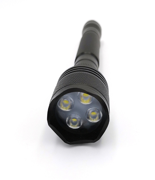 battery powered high power tactical flashlight 4 straw LED torch flashlight