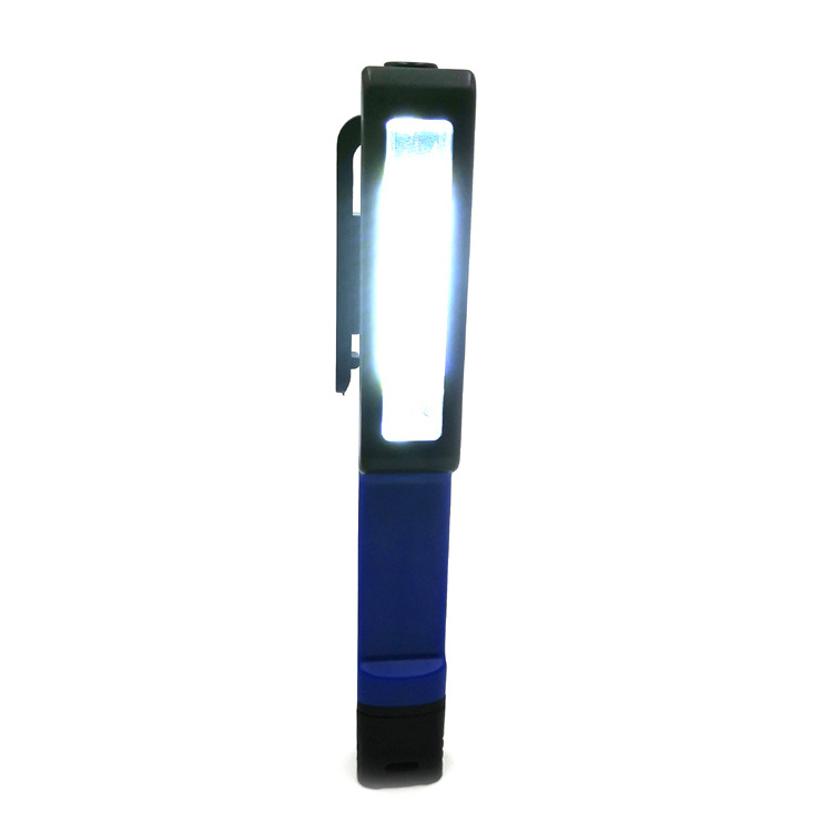 Plastic magnetic COB LED pen clip flashlight