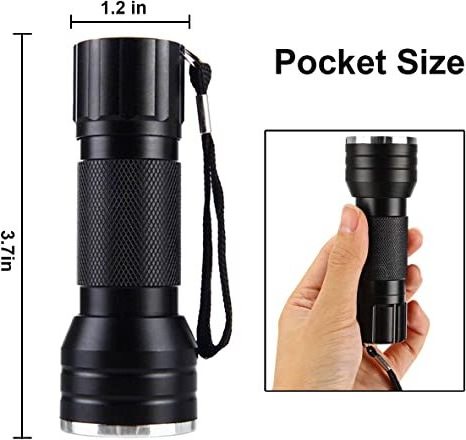 UV 21 LED Flashlight Mini Blacklight Aluminum Torch Light Lamp Detector for Dogs Pet Stains Bed Bugs Scorpions UV Flashlight