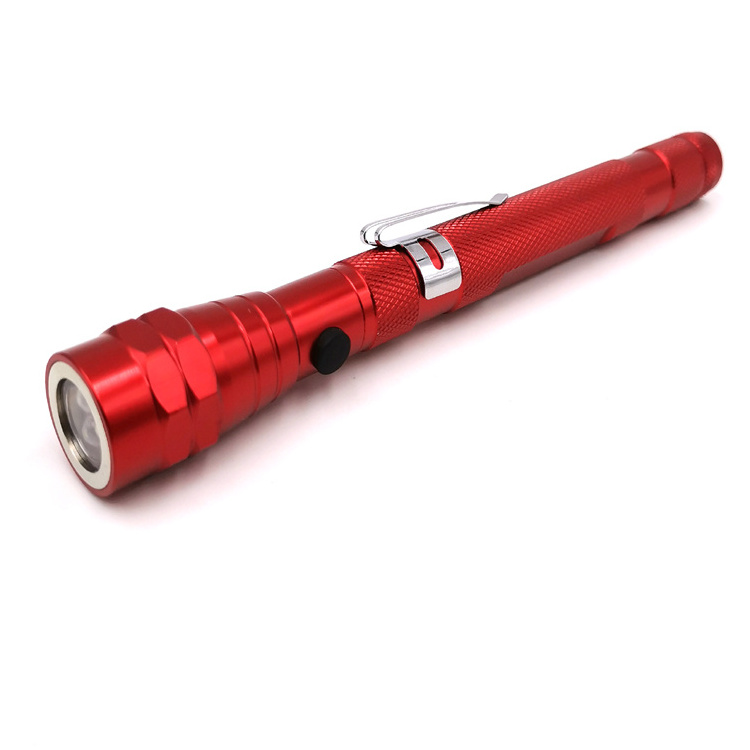 aluminium 3 LED Magnetic clip torch light flexible flashlight telescopic flashlight