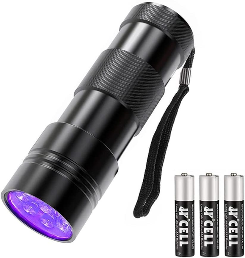 Black Light Flashlight 12 LED Small UV Lights 395nm Portable Black Light Urine Detector for Dog Cat Pet Urine Stain UV Torch