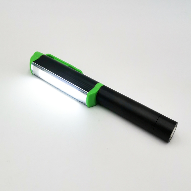 Aluminium magnetic clip COB LED Penlight torch pen flashlight