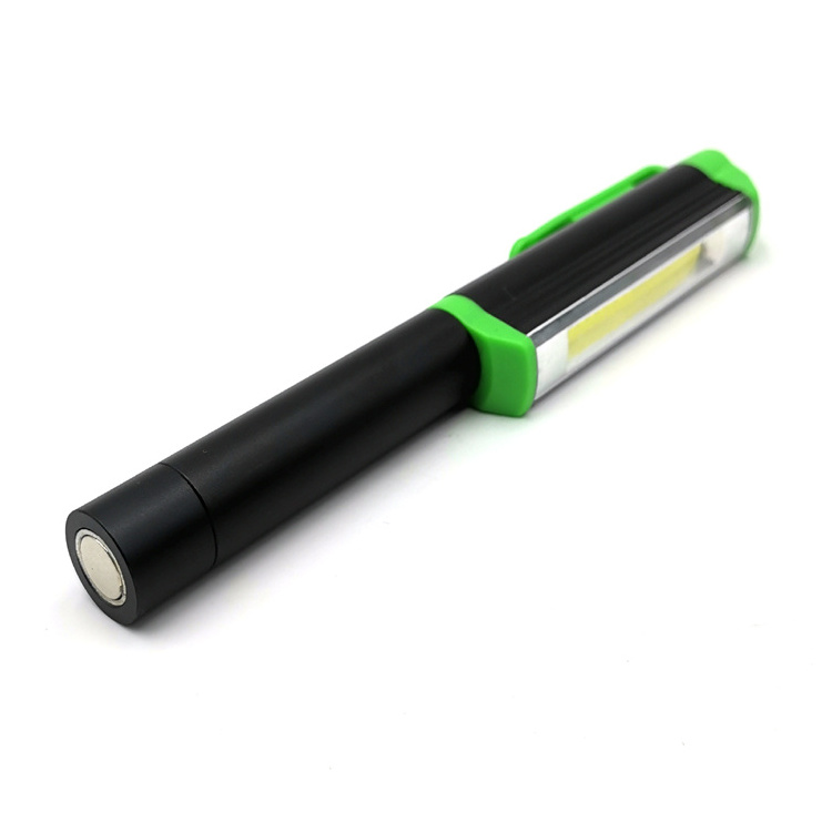 Aluminium magnetic clip COB LED Penlight torch pen flashlight