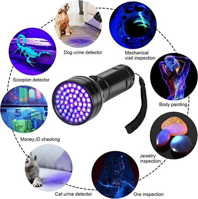 New Arrival Night Vision 51 LED Ultra Violet Scorpion Hunting Torch UV LED Flashlight Black Light