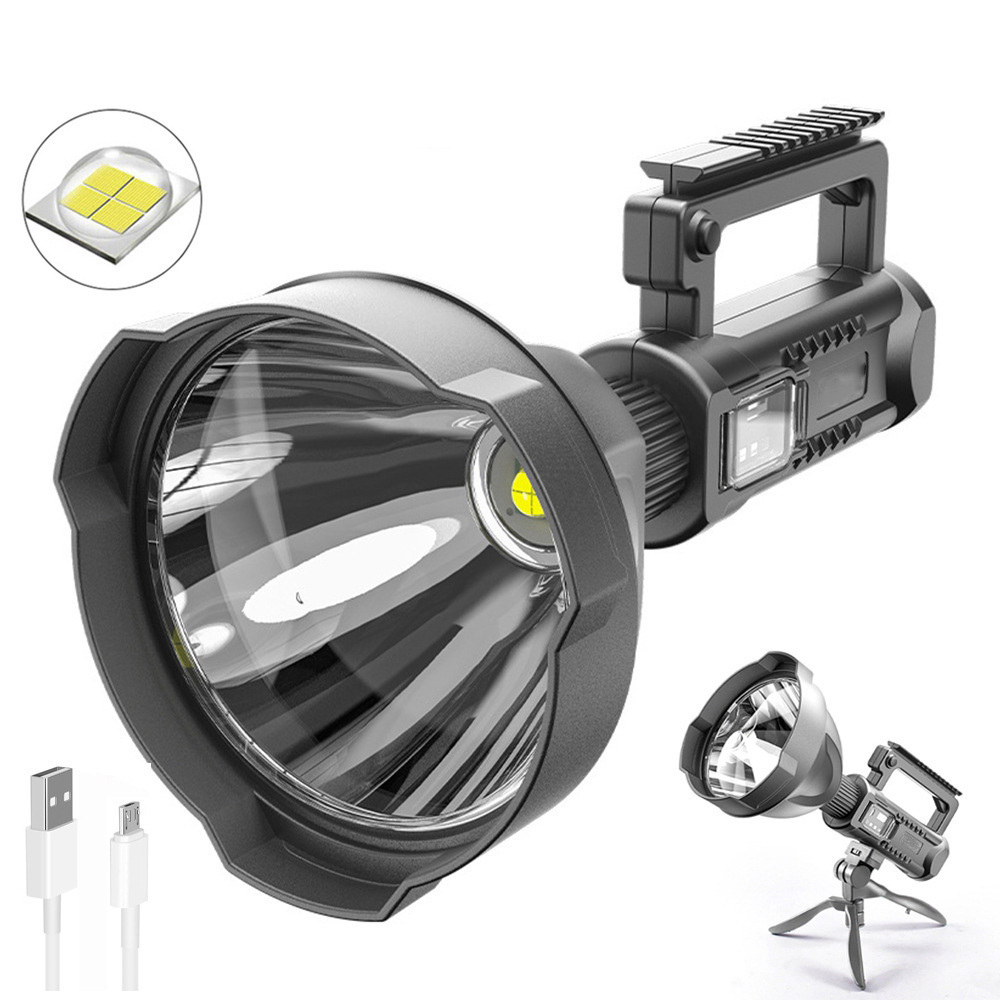 10W Super Bright Spotlight Torch 4 Modes Flashlight Work Lamp USB Rechargeable XHP90 XHP70 XHP50 LED Searchlight with Tripod