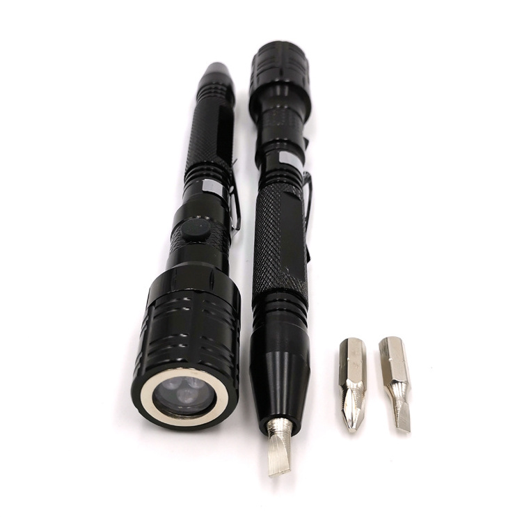 Newest Portable 3 Led Pen Clip Flashlight Magnetic Multi Screwdriver Torch Light Tool Flashlight