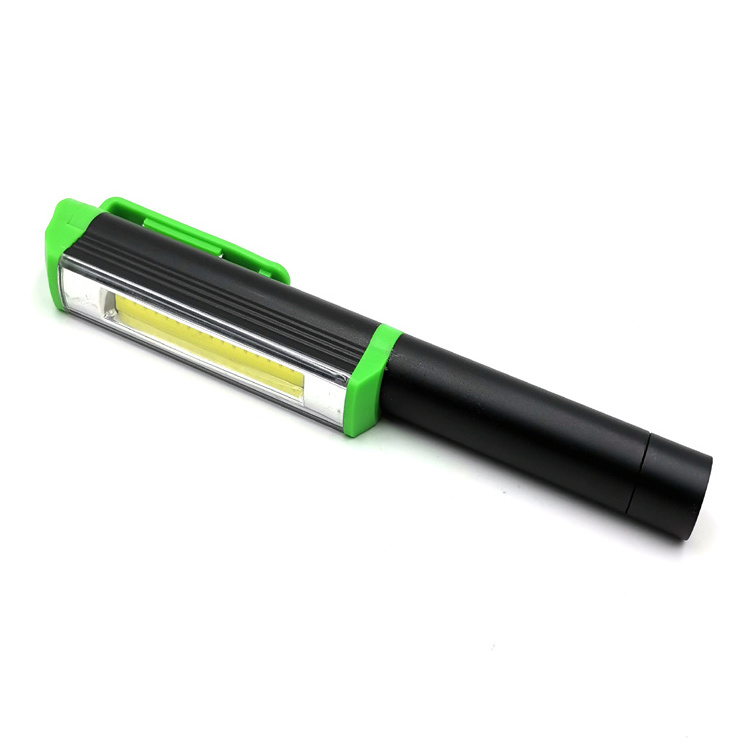 Aluminium magnetic clip COB LED Penlight torch pen flashlight