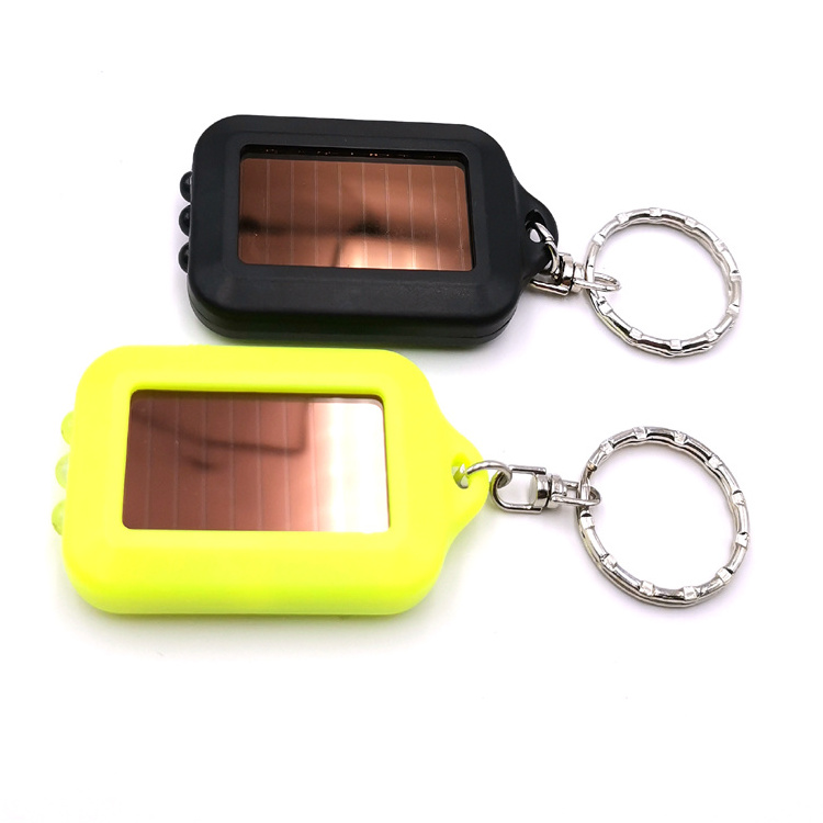 3 led solar keychain light mini keychain flashlight