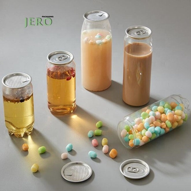 Wholesale 330ml 500ml 650ml Custom Milk Tea Clear Soda Can Organizer Clear Plastic Transparent PET Soda Cans For Beverages