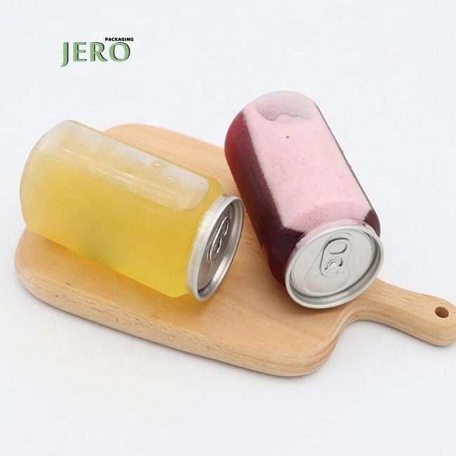 Wholesale 330ml 500ml 650ml Custom Milk Tea Clear Soda Can Organizer Clear Plastic Transparent PET Soda Cans For Beverages