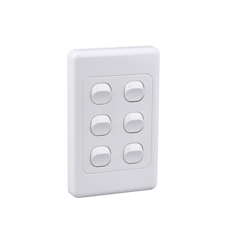 JHAS312-V Australia Standard SAA Electrical Plastic Vertical Home Wall Light Decorative 6 gang 2 way Switches