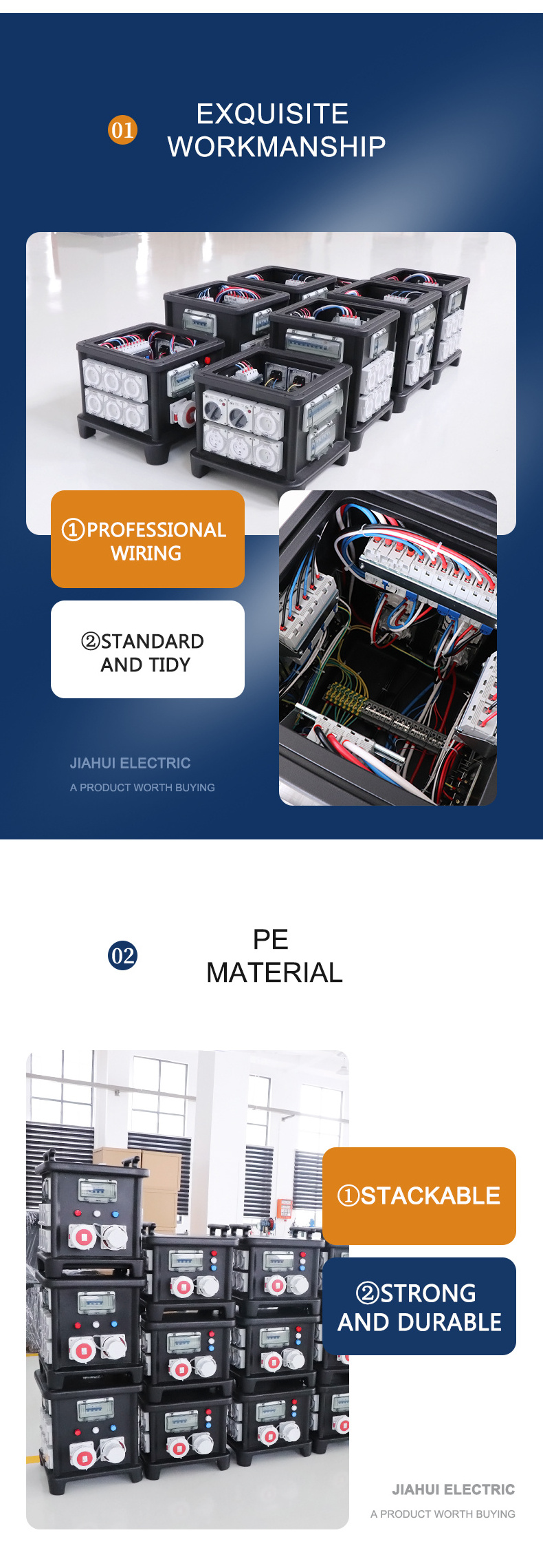 CE industrial IP67 electrical type of portable 63amps 3 phase power distribution board box