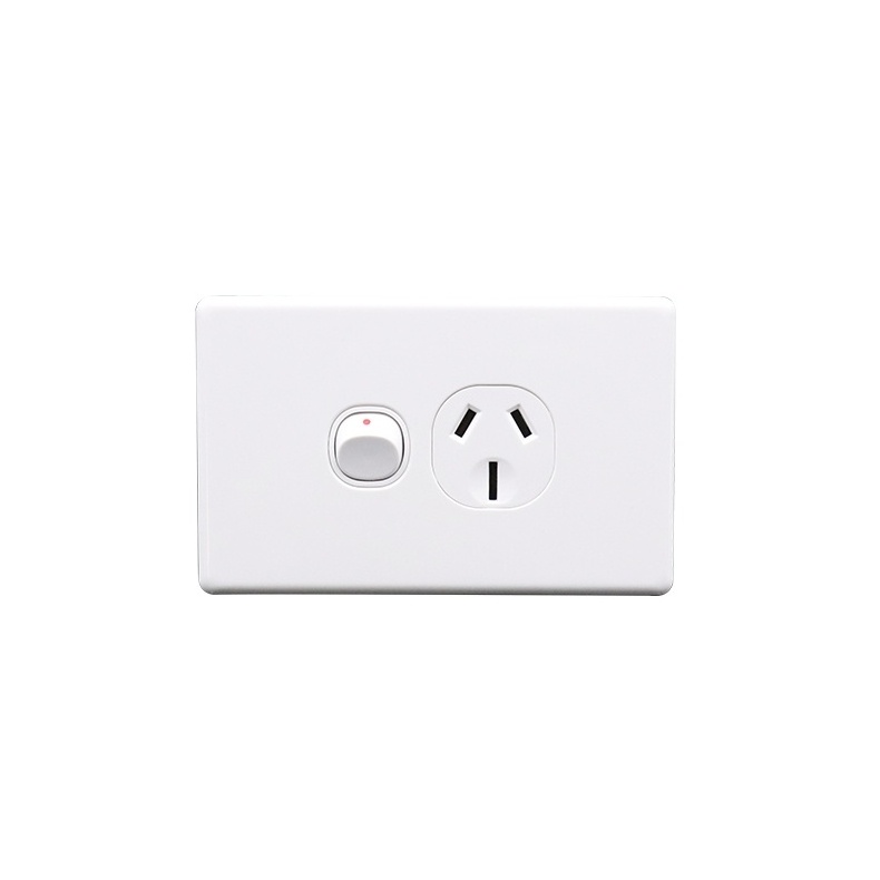 SAA plastic australian switched socket single powerpoint, AS/NZS horizontal wall switch ,light switch wall socket