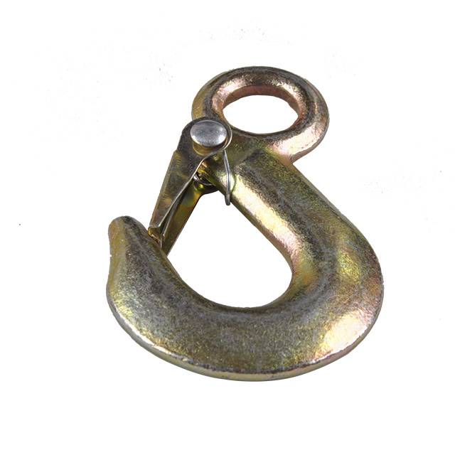 G80 zinc plated crane lifting drop forged eye grab hook with safety latch