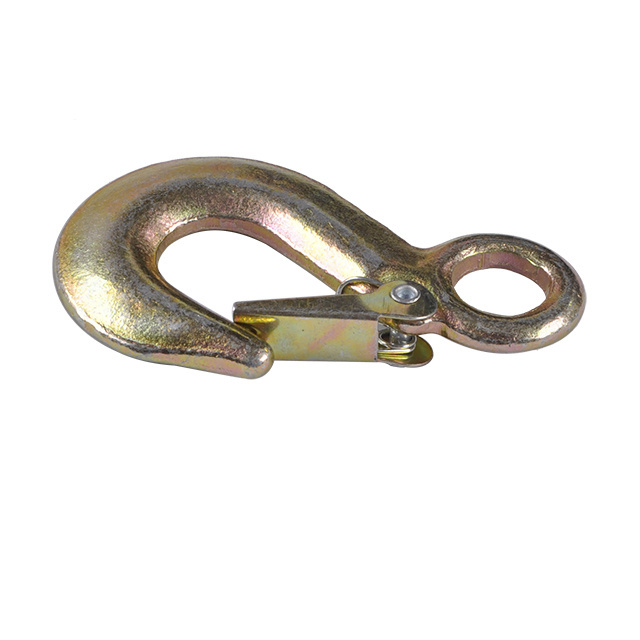 G80 zinc plated crane lifting drop forged eye grab hook with safety latch