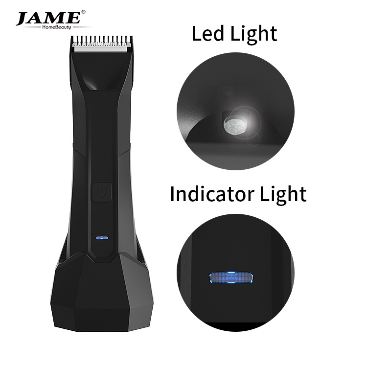 Homebeauty Electric Groin Hair Trimmer Balls Shaver for Men Detachable Ceramic Blade Body Groomer Pubic Hair Razor  with light